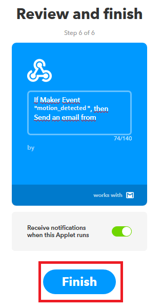 Файл:Ifttt if webhooks then +that gmail settings finish motion detected 1.PNG