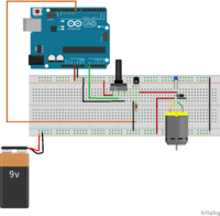 Управление DC-мотором при помощи Arduino и потенциометра