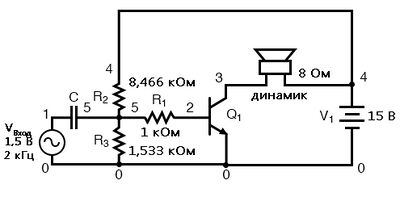 Рис. 14. Связующий конденсатор предотвращает попадание смещения делителя напряжения в генератор сигналов.