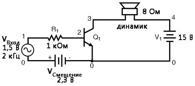 Рис. 13. VСмещение удерживает транзистор в активной области.