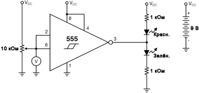 Рис. 3. Стандартное обозначение триггера Шмитта на интегральном таймере 555.