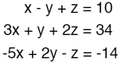Рис. 8. Решим эту систему из 3-х уравнений для 3-х переменных.