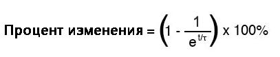 Рис. 2. Уравнение для определения точных процентов изменения по прошествии времени.