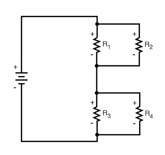Рис. 6. Принципиальная электрическая схема, перерисованная в упрощённом виде. Изображены все резисторы.