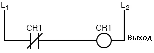 Рис. 3.2. Релейная схема простейшего нестабильного мультивибратора – инвертор с обратной связью.
