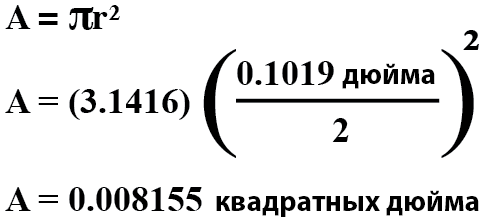 Рис. 2. Формула для нахождения площади поперечного сечения.