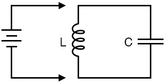 Рис. 1. Схематическая диаграмма: колебательный контур (катушка индуктивности + конденсатор).