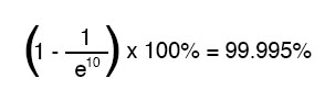 Рис. 5. Уравнение для определения точных процентов по прошествии десяти постоянных времени.