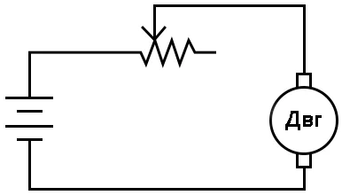 Рис. 3. Схематическая диаграмма: потенциометр с неиспользуемой клеммой служит реостатом.