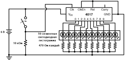 Рис. 7. Схематическая диаграмма: резистор 1 Мом заменили на 10 кОм.