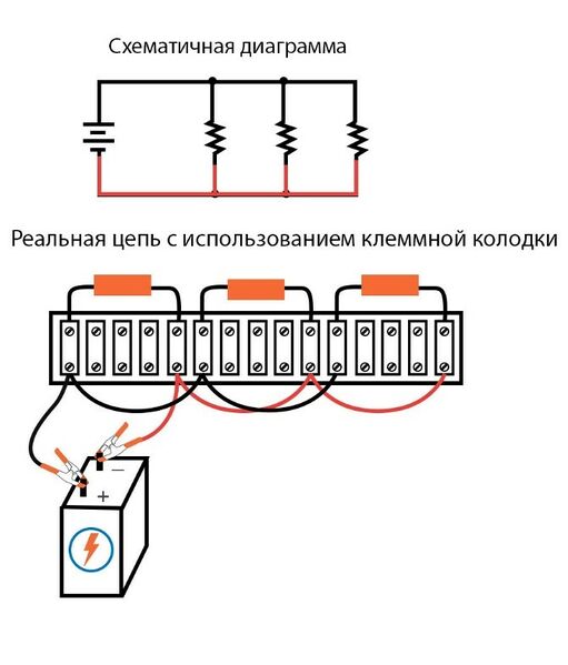 Файл:Строим цепи Резисторы, соединённые вместе и подключённые к обеим клеммам источника питания 18.jpg