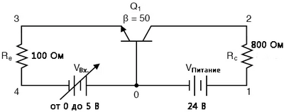 Рис. 12. Усилитель для биполярного транзистора с общей базой.