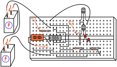 Рис. 2. Иллюстрация: наклонный генератор на таймерной схеме 555.