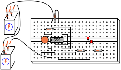 Рис. 2. Иллюстрация: звуковой генератор на таймерной схеме 555.